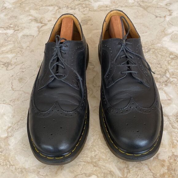 Dr. Martens 11845 Yellow Stitch Leather Wingtip Brogues - Picture 3 of 16